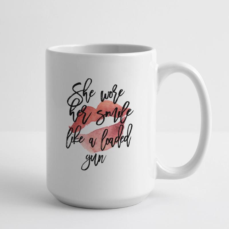 Baiser à lèvres aquarelle avec script Grande tasse 440 ml