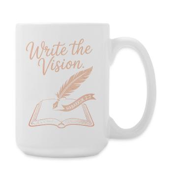 Écrivez la vision - Plume & Livre ouvert - Grande tasse 440 ml - blanc - Droite