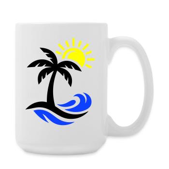 Palm Tree Beach Ocean - Large Mug 440 ml - white - Right