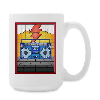 Stained Glass Boombox Illustration - Large Mug 440 ml - white - Right
