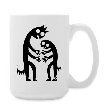 Des figures abstraites s’embrassent dans le monochrome créatif - Grande tasse 440 ml - blanc - Droite