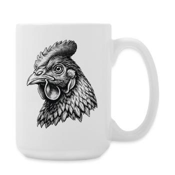 Henne Kopf – Detail Drawing - Large Mug 440 ml - white - Right