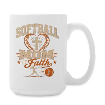 Softball Mom With Faith Philippians 4 13 - Large Mug 440 ml - white - Right