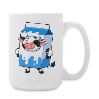 Kuh im Milchkarton Cartoon - Große Tasse 440 ml - Weiß - Rechts