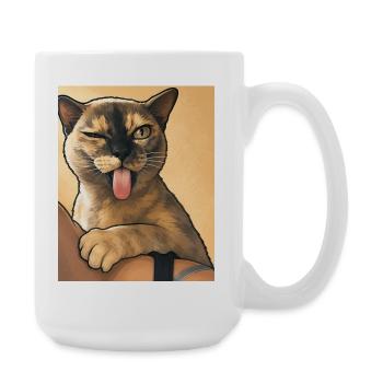 Cat Win: Tongue Out Cartoon Kitten - Large Mug 440 ml - white - Right