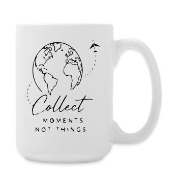 Collect Moments Not Things – World Map & Airplane - Large Mug 440 ml - white - Right