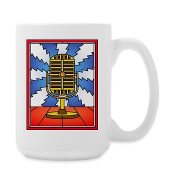 Retro Microphone Stained Glass Design - Large Mug 440 ml - white - Right