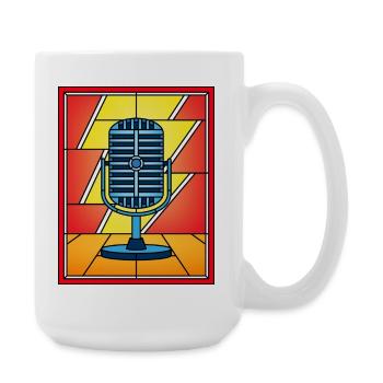 Microphone rétro en vitrail avec éclair - Grande tasse 440 ml - blanc - Droite