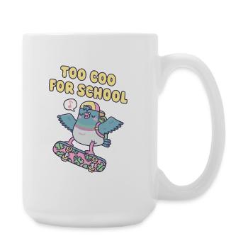 Skateboard Pigeon Drôle Trop Amusant Avec Jeu de Mots Scolaire - Grande tasse 440 ml - blanc - Droite