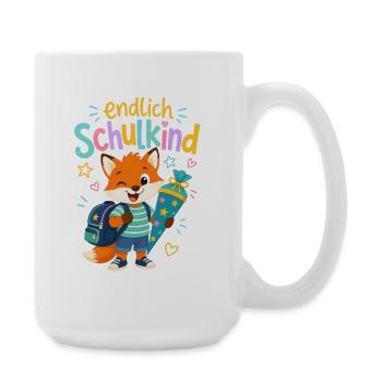 Endlich Schulkind Fox Zuckertüte - Große Tasse 440 ml - Weiß - Rechts