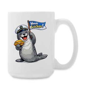 Seehund mit Fahne - Große Tasse 440 ml - Weiß - Rechts