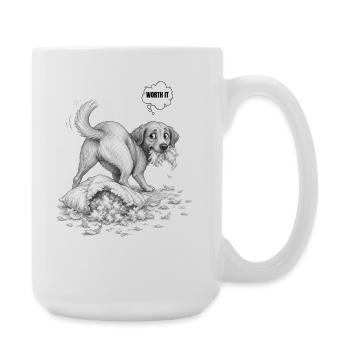 Worth It – Guilty Dog Pillow Disaster - Large Mug 440 ml - white - Right