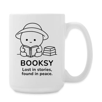 Booksy – Perdu dans les histoires, trouvé en paix - Grande tasse 440 ml - blanc - Droite