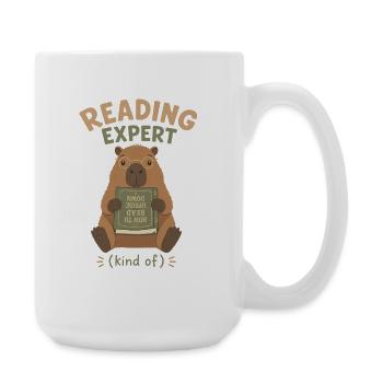 Reading Expert Cabybara: Upside-Down Book - Large Mug 440 ml - white - Right