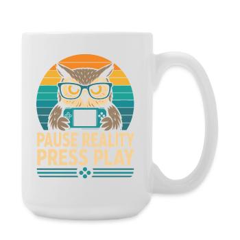 Break Reality Press Play Gamer Owl - Large Mug 440 ml - white - Right