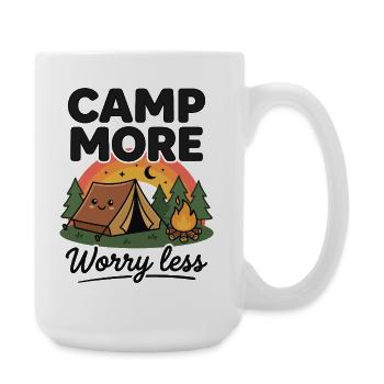 Randonnée - Aventure en plein air - Campez plus et moins vous inquiétez - Grande tasse 440 ml - blanc - Droite