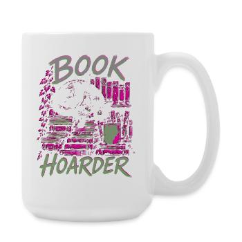 Book Hoarder Bücherhorde Katze Neon Farben - Große Tasse 440 ml - Weiß - Rechts