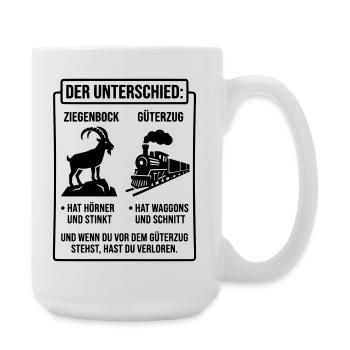Ziegenbock vs Güterzug Meme - Große Tasse 440 ml - Weiß - Rechts