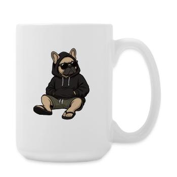 Französische Bulldogge Frenchie Frenchiehalter - Große Tasse 440 ml - Weiß - Rechts