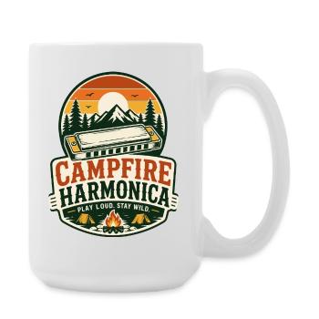 Instrument: Harmonica, Campfire-Music, Harmonica - Large Mug 440 ml - white - Right