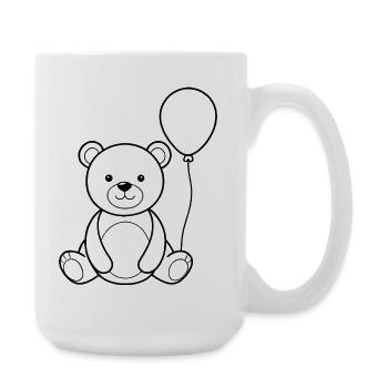 Teddybär hält Ballon - Große Tasse 440 ml - Weiß - Rechts