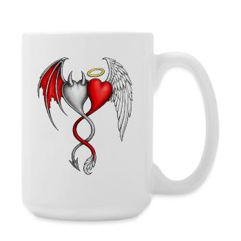 Heart Wings of Duality, Angels, Devils, Love - Large Mug 440 ml - white - Right