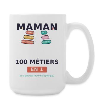 Maman 100 métiers en 1 - Grande tasse 440 ml - blanc - Droite