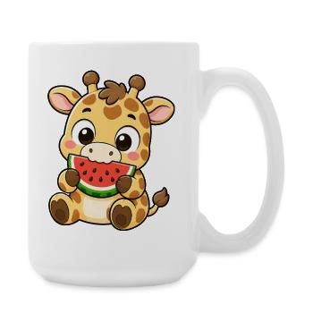 Biscuit Kawaii de dessins animés girafes mignons - Grande tasse 440 ml - blanc - Droite