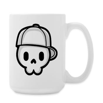 Crâne ludique avec illustration de casquette - Grande tasse 440 ml - blanc - Droite