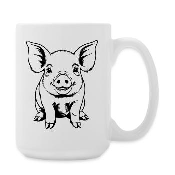Porc truie porcelet Porcelet Croquis dessin - Grande tasse 440 ml - blanc - Droite