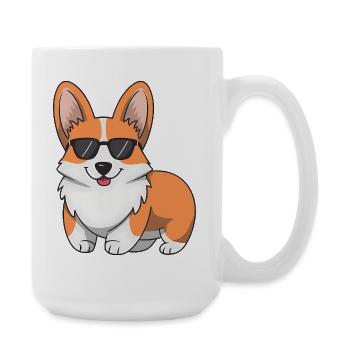 Corgi de dessin animé avec des lunettes de soleil - Grande tasse 440 ml - blanc - Droite