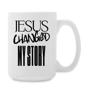Jesus changed my story - Large Mug 440 ml - white - Right