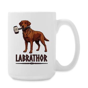 Labrador dog with hammer graphic - Labrathor - Large Mug 440 ml - white - Right