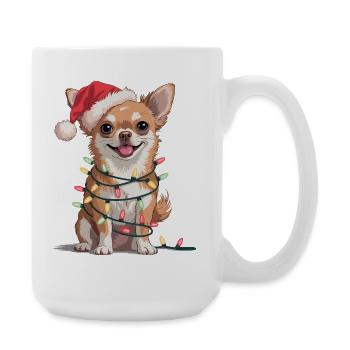 Festlicher Chihuahua mit Lichterkette - Große Tasse 440 ml - Weiß - Rechts
