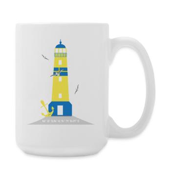 Leuchtturm mit Anker und Möwen - Große Tasse 440 ml - Weiß - Rechts