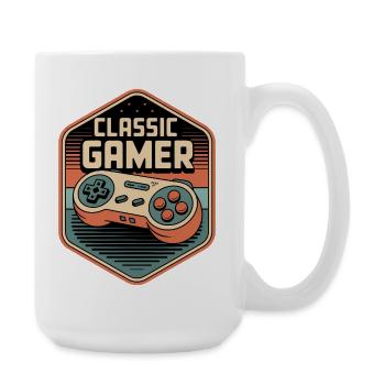 Badge de manette rétro Classic Gamer - Grande tasse 440 ml - blanc - Droite