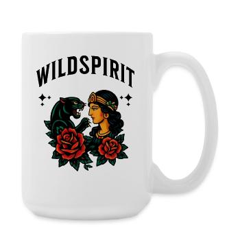 Tatouage Évocateur Féminin et Feline - Grande tasse 440 ml - blanc - Droite
