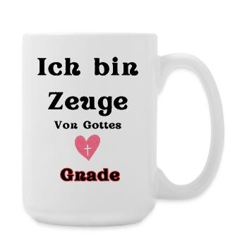 Herz mit Kreuz und Gnade Schriftzug - Große Tasse 440 ml - Weiß - Rechts