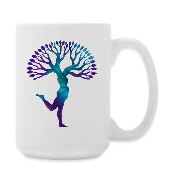 Energetischer menschlicher Baumtanz, YOGA ZEIT - Große Tasse 440 ml - Weiß - Rechts
