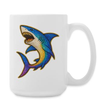 Requin | Requin arc-en-ciel Patch Art - Grande tasse 440 ml - blanc - Droite