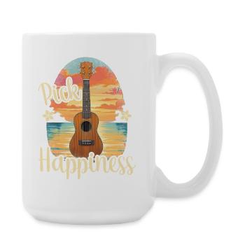 Pick Happiness! Ukulele Sunset - Large Mug 440 ml - white - Right