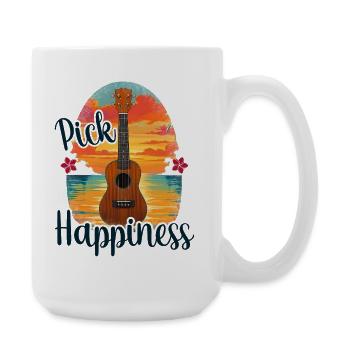 Pick Happiness! Ukulele Sunset - Large Mug 440 ml - white - Right