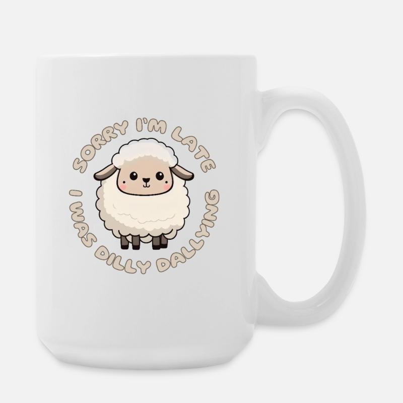 Tut mir leid, dass ich zu spät komme, ich war Dilly Dally Cute Lamb - Große Tasse 440 ml - Weiß
