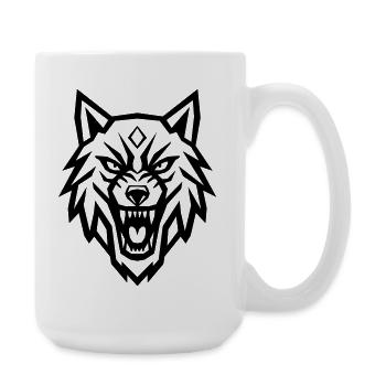 Wilder Wolf - Unbeugsamer Geist - Große Tasse 440 ml - Weiß - Rechts
