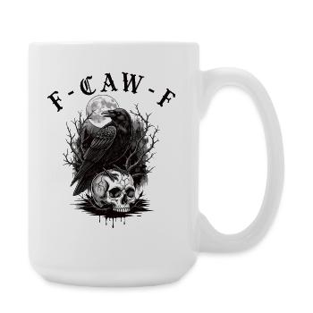Black Crow F-Caw-F Funny Gothic Humor - Large Mug 440 ml - white - Right