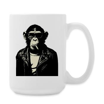Chimp Rebel Biker Illustration - Large Mug 440 ml - white - Right