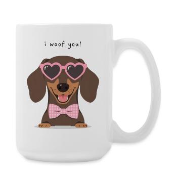 Teckel I Woof You Saint Valentin Design - Grande tasse 440 ml - blanc - Droite