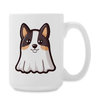 Border Collie Chien Halloween Fantôme - Grande tasse 440 ml - blanc - Droite