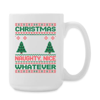 Weihnachts Pixel Sweat Naughty Nice Whatever - Große Tasse 440 ml - Weiß - Rechts