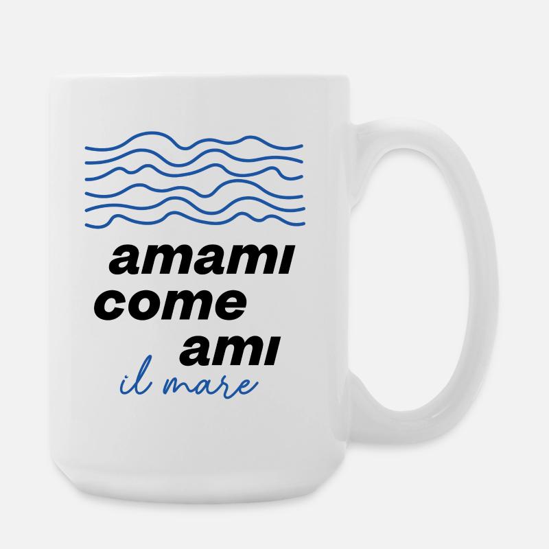 Blue Waves The Sea Design - Large Mug 440 ml - white